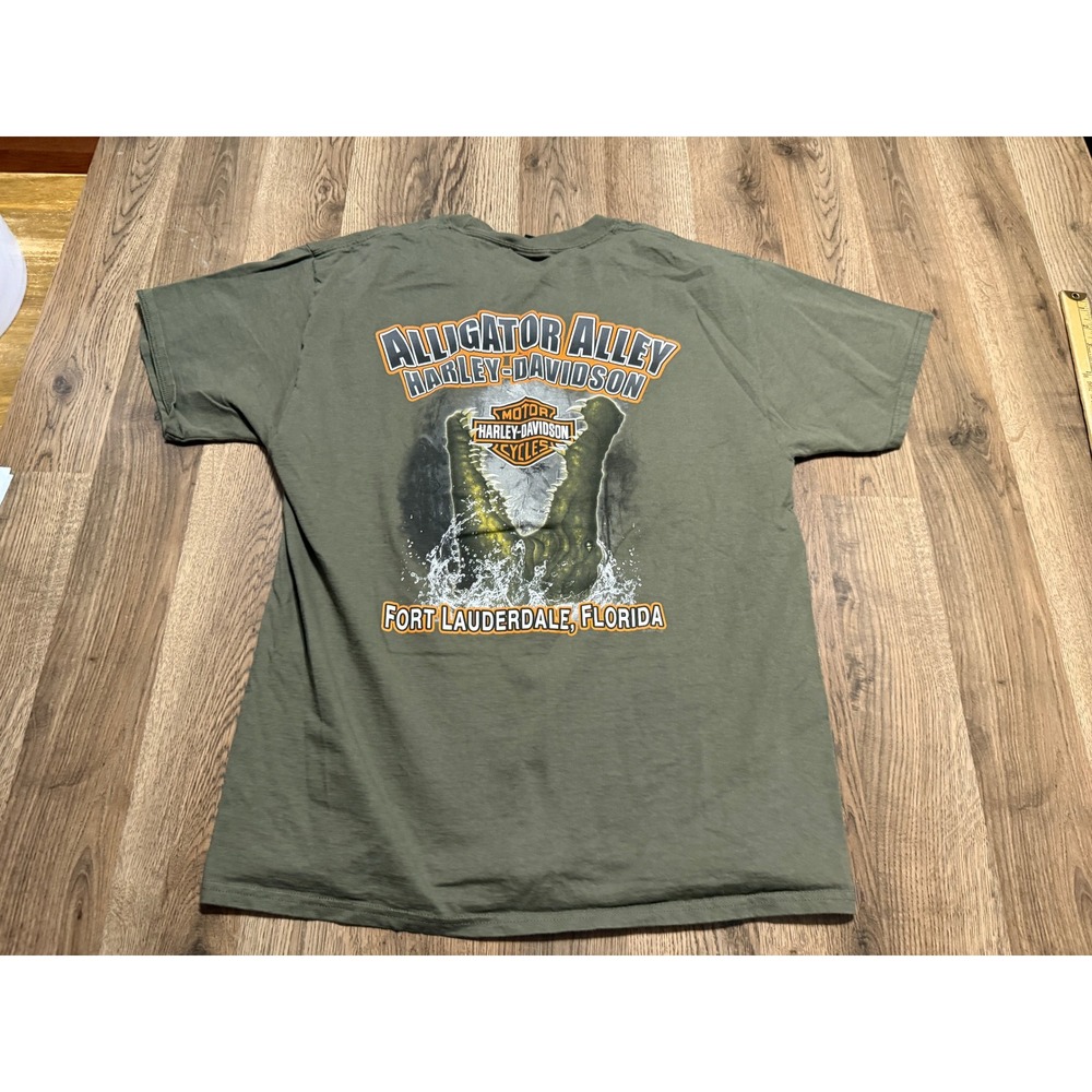 Harley Davidson T-Shirt Mens Size Large Green Short Sleeve Eagle Graphic Tee - Picture 2 of 12